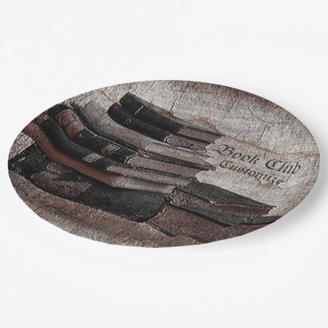 Book Lovers Vintage Book Club Paper Plate (Angled)