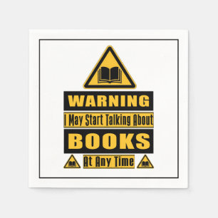 Book Lover's Warning Sign White Napkin