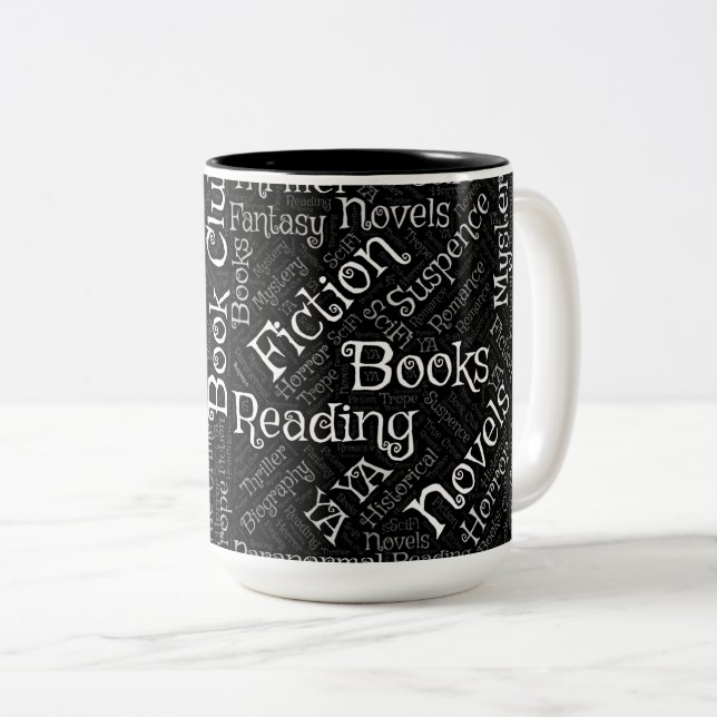 Book Lovers Word Cloud Two-Tone Coffee Mug (Front Right)