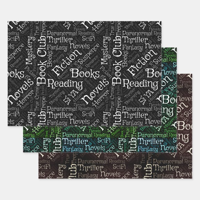 Book Lovers Word Cloud Wrapping Paper Sheet (Set)