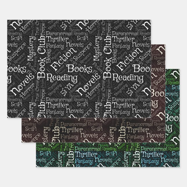 Book Lovers Word Cloud Wrapping Paper Sheet (Set)