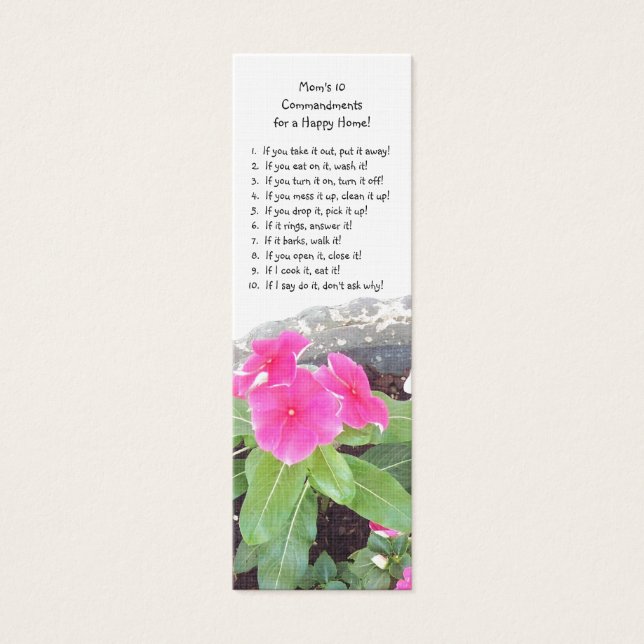 Book Mark - Mom's 10 Commandments Book Mark (Front)
