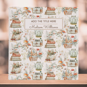 Book Mushroom Floral Whimsical Cottagecore Pattern Binder