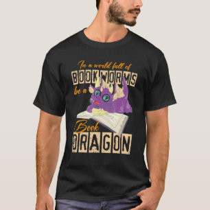 Book Nerd Book Dragon Bookworm Cute Animal Reading T-Shirt
