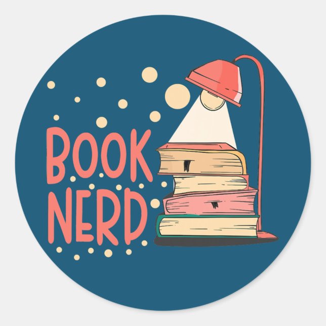 Book Nerd Bookworm Reading Book Reader  Classic Round Sticker (Front)