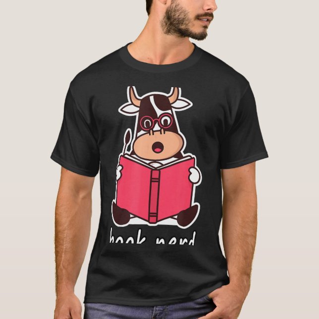 Book Nerd Cow Nerd Amp Reading Geek T-Shirt (Front)