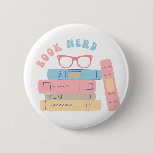 Book Nerd Girl Retro Design 2 Inch Round Button