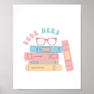 Book Nerd Girl Retro Design Poster