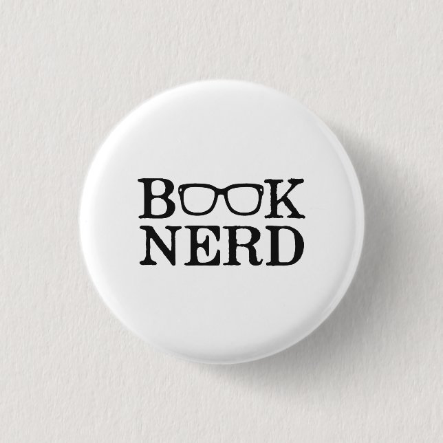 Book Nerd Nerdy Glasses 1 Inch Round Button (Front)