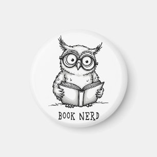 Book nerd owl magnet