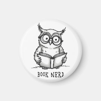 Book nerd owl magnet