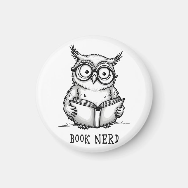 Book nerd owl magnet (Front)
