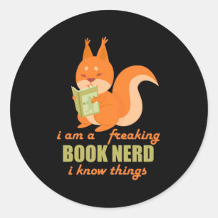 Book Nerd Squirrel Classic Round Sticker