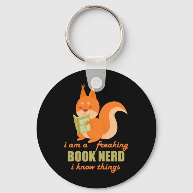 Book Nerd Squirrel Keychain (Front)