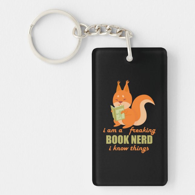 Book Nerd Squirrel Keychain (Front)