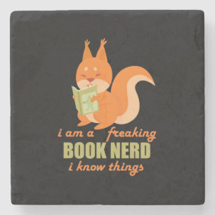 Book Nerd Squirrel Stone Coaster
