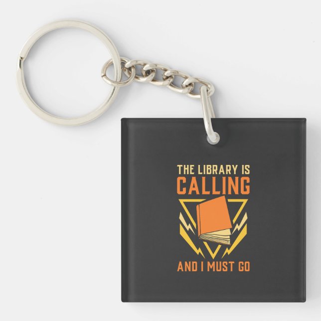 Book Nerd - The Library Is Calling Keychain (Front)