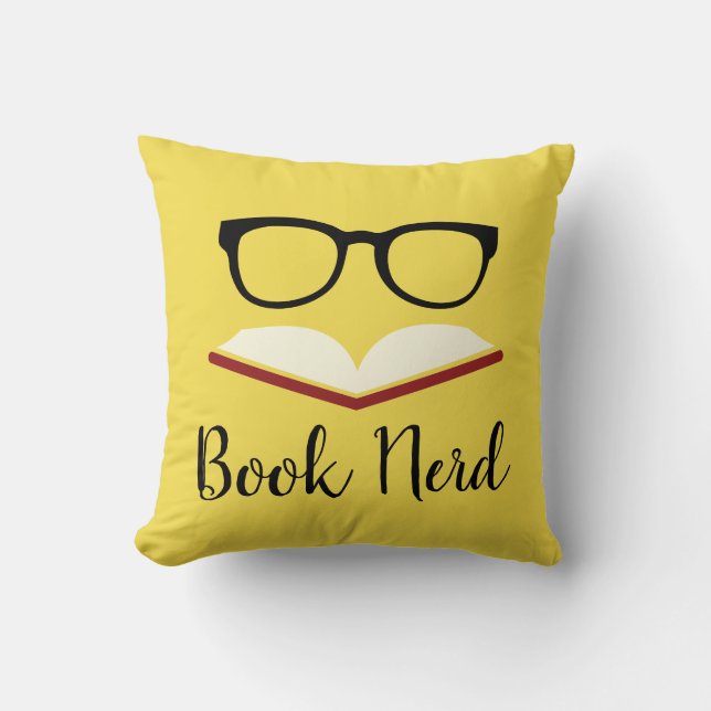 Book Nerd Throw Pillow (Front)