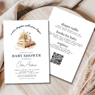  Book New Chapter Begins All in One Baby Shower Invitation