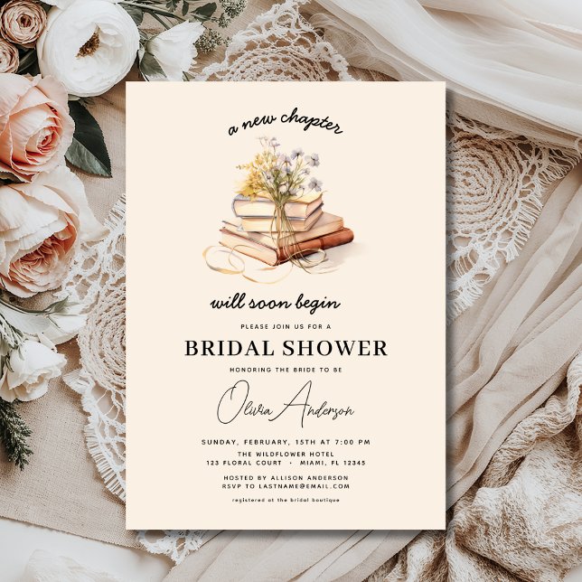 Book New Chapter Begins Wildflower Bridal Shower Invitation (Creator Uploaded)