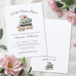 Book New Chapter Elegant Floral Bridal Shower Invitation