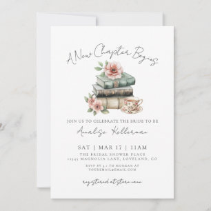 Book New Chapter Floral Bridal Shower Invitation