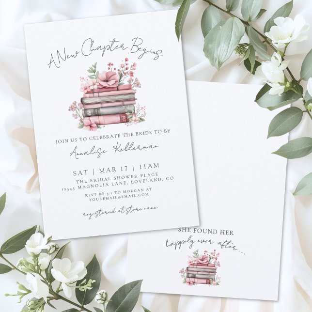 Book New Chapter Floral Bridal Shower Invitation (Book New Chapter Floral Bridal Shower Invitation)