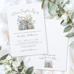 Book New Chapter Floral Bridal Shower Invitation
