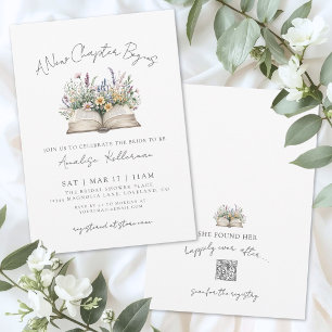 Book New Chapter Floral Bridal Shower Invitation