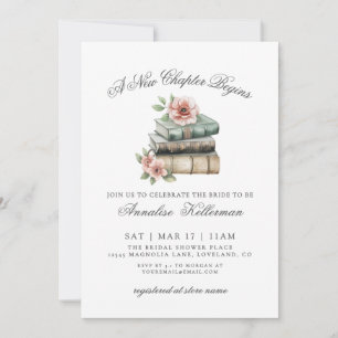 Book New Chapter Floral Bridal Shower Invitation