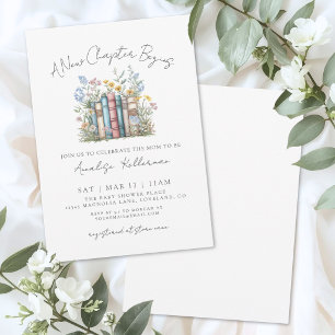 Book New Chapter Floral Storybook Baby Shower Invitation