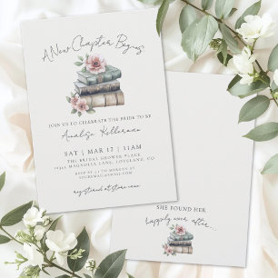 Book New Chapter Vintage Floral Bridal Shower Invitation