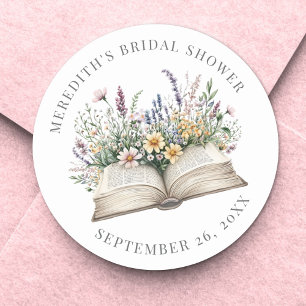 Book New Chapter Wildflower Bridal Shower Classic Round Sticker