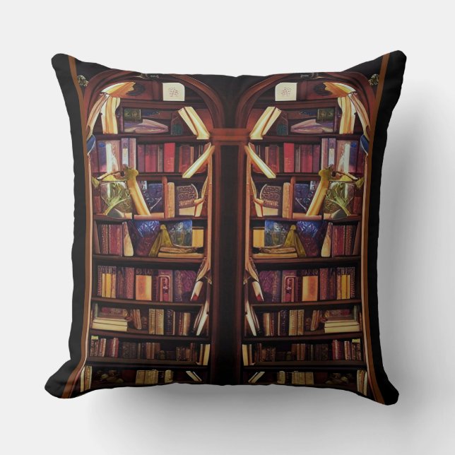 Book Nook Bookshelves Throw Pillow (Front)