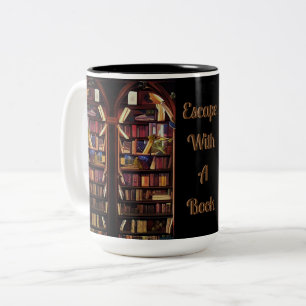 Book Nook Bookshelves Two-Tone Coffee Mug