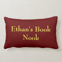 Book nook cushion, deep red & yellow, customizable