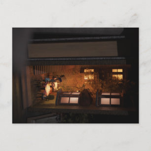 Book nook diorama - little cafe postcard