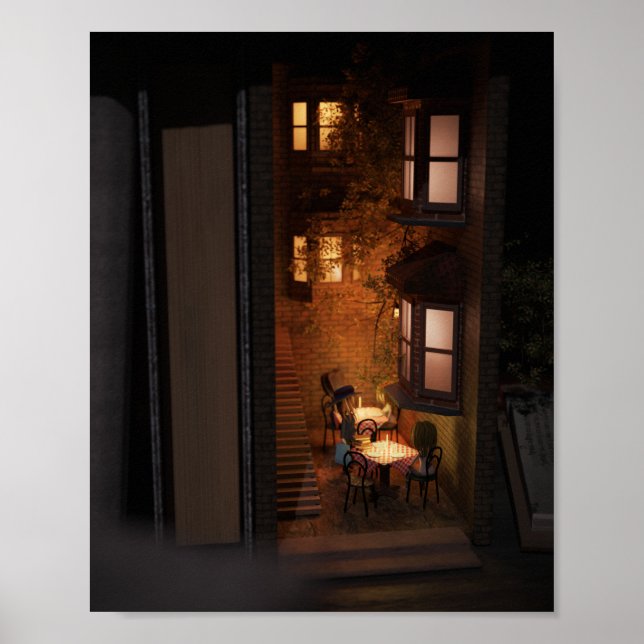 Book nook diorama - little cafe poster (Front)