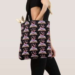 Book Of Hearts Black Tote Bag