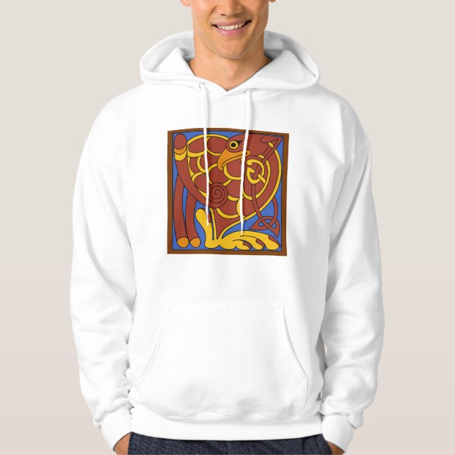 Book Of Kells Celtic Knot Medieval Bird Hoodie (Front)