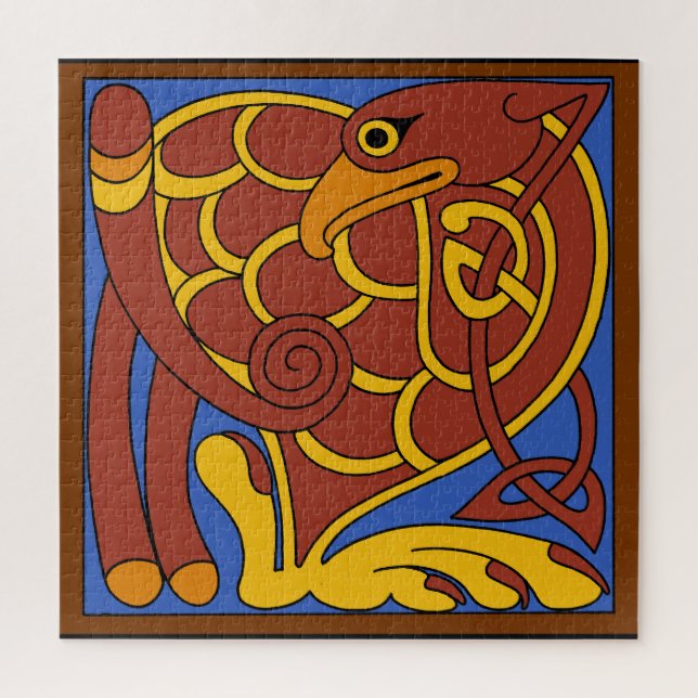 Book Of Kells Celtic Knot Medieval Bird Jigsaw Puzzle (Vertical)