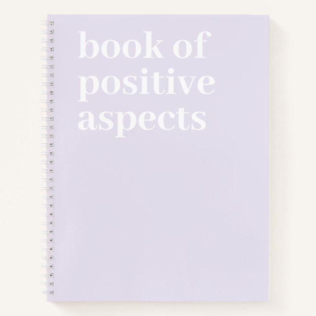 Book of Positive Aspects Minimalist Text Purple (Front)