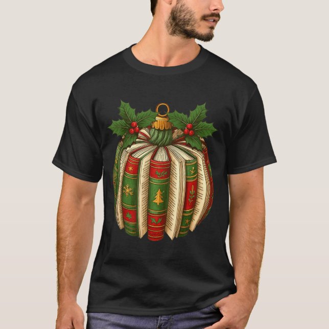 Book Ornaments Book Lover Cozy Christmas Teacher L T-Shirt (Front)