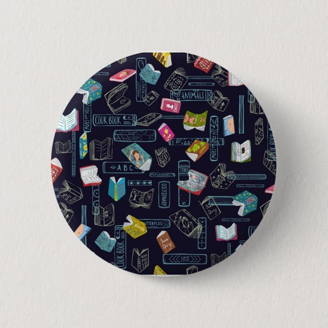 Book pattern 2 inch round button (Front)