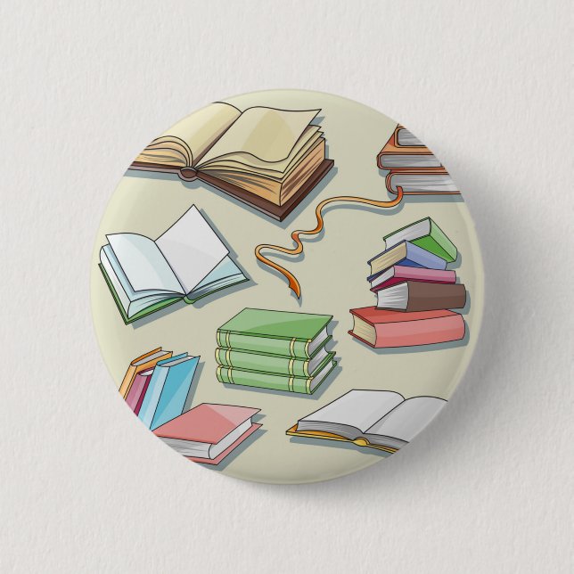 Book pattern 2 inch round button (Front)