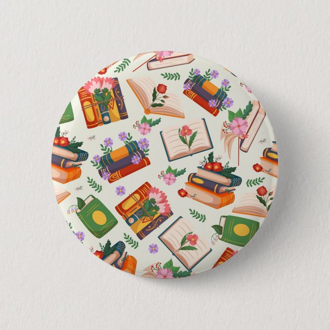 Book pattern 2 inch round button (Front)