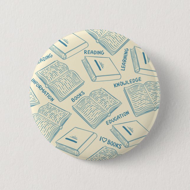 Book pattern 2 inch round button (Front)