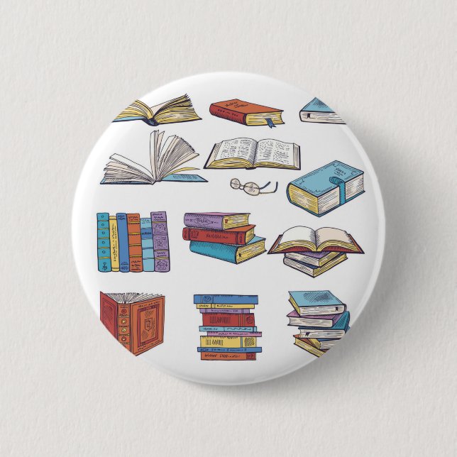 Book pattern 2 inch round button (Front)