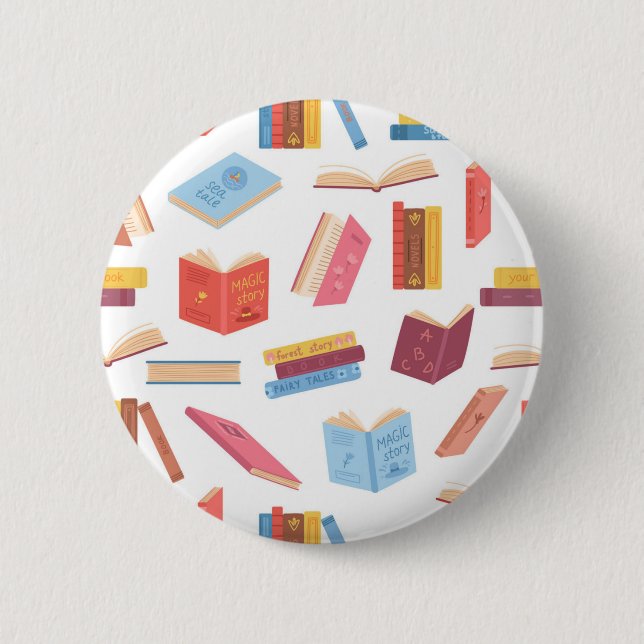 Book pattern 2 inch round button (Front)