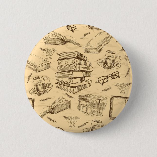 Book pattern 2 inch round button (Front)